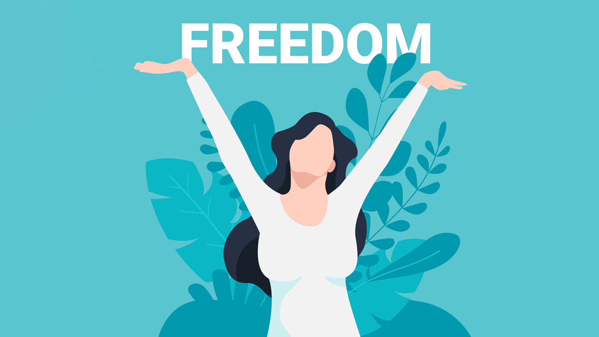 Freedom Woman with Arms Up